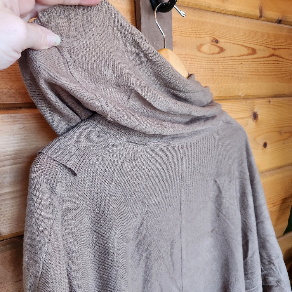 NY Collection 💜 NWT Draped Cowl Neck Sweater Pullover‎ Top Mocha Brown Ribbed L - Picture 11 of 12